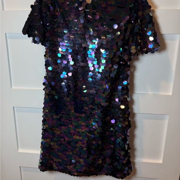 New JODIFL Black and Purple Iridescent Sequin Dress - Picture 5 of 7
